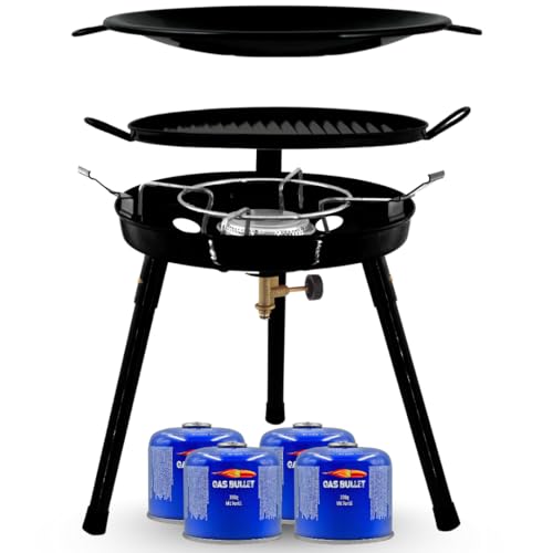 Gas Bullet Campinggrill mit Pfanne & Wok