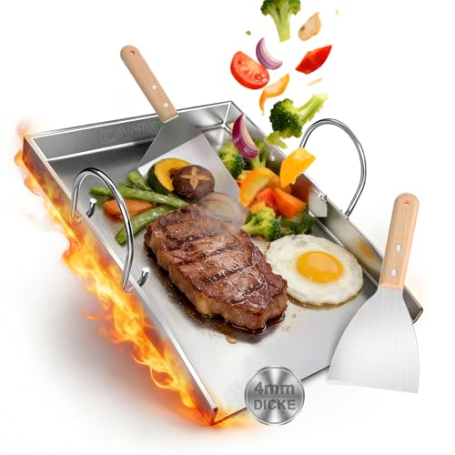 Camxon Universelle Edelstahl Plancha-Grillplatte 40,5 × 31 cm